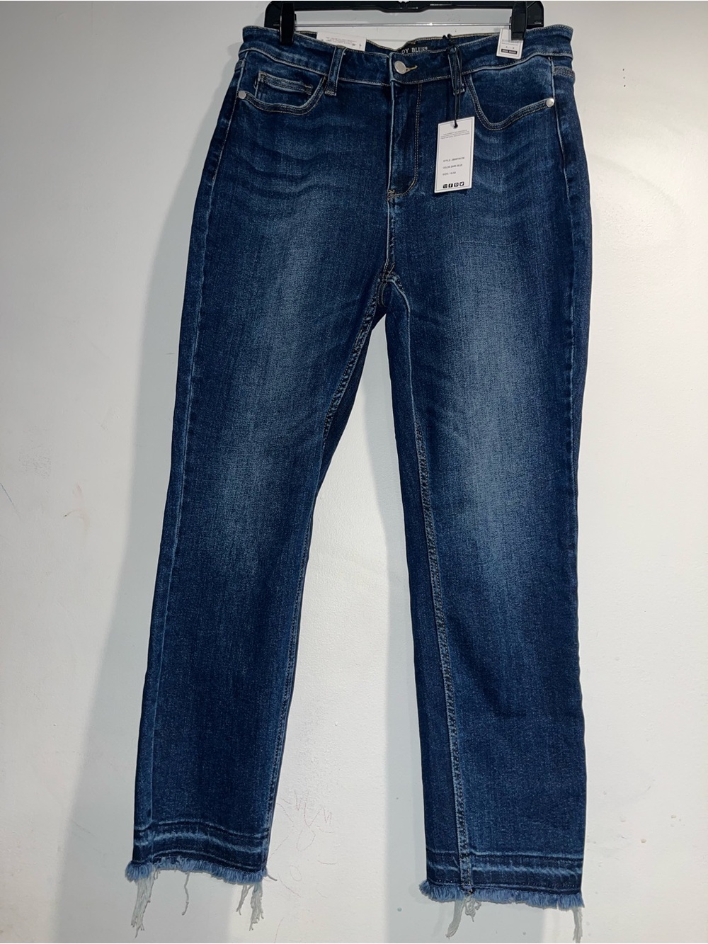 JUDY BLUE High waist slim cut release hem jeans NWT